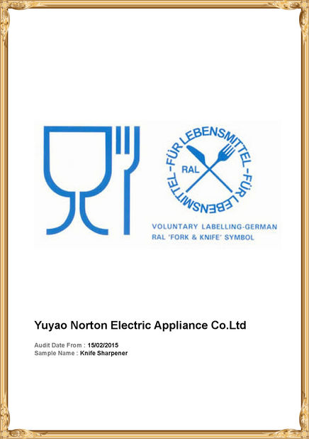 China Yuyao Norton Electric Appliance Co., Ltd. certificaten